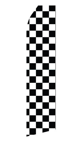 Black and White Checkered Econo Feather Stock Flag