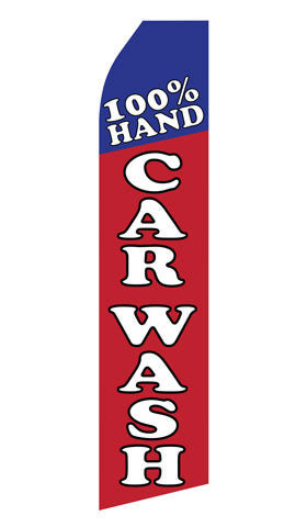 100% Hand Car Wash Econo Feather Stock Flag