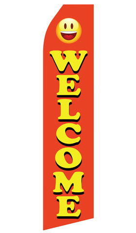 Welcome Smiley Face Econo Feather Stock Flag
