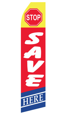 Stop Save Here Econo Feather Stock Flag