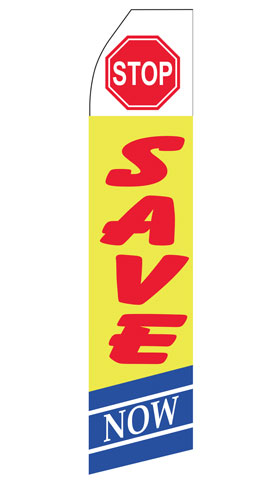 Stop Save Now Econo Feather Stock Flag