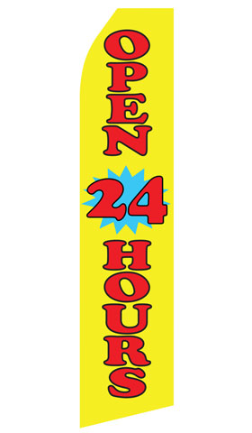 Open 24 Hours Yellow Econo Feather Stock Flag